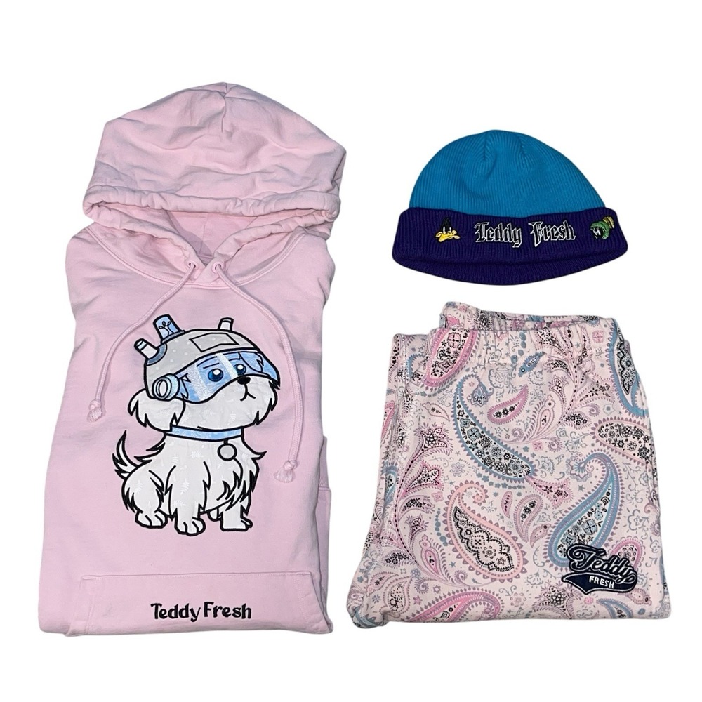 Teddy Fresh Bundle Rick & Morty Hoodie Looney Tunes Beanie Paisley Joggers Large